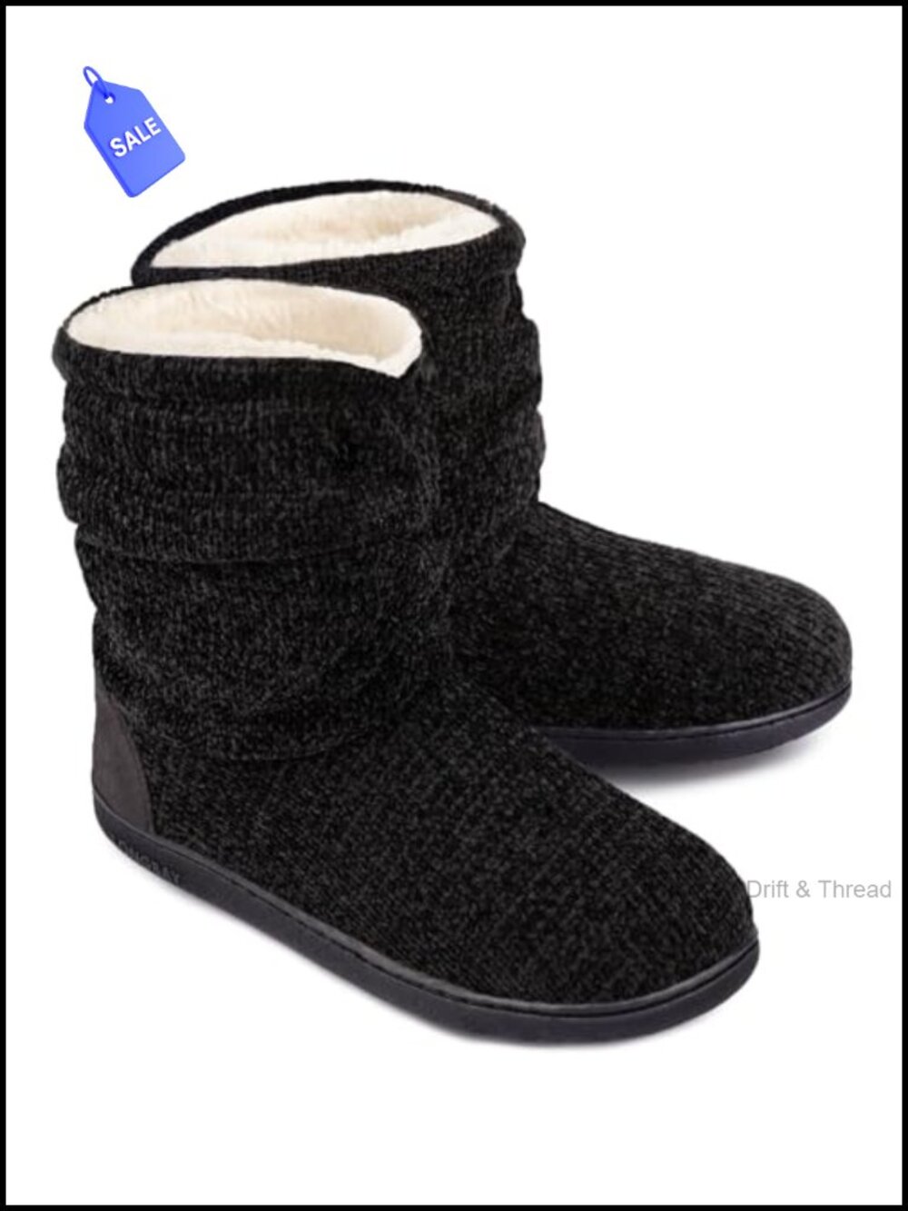 Chenille Knit Ankle Boot Slippers Memory Foam Indoor Outdoor